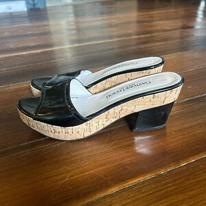 Gastone Luciole Black Leather & Cork Sandals